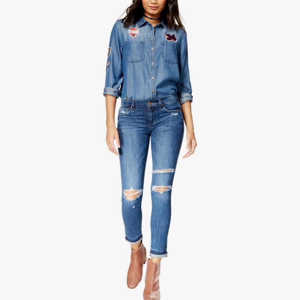 Joe's Jeans Women’s Hazel Cropped Cuff Distressed Blue Jeans, Size 29, EUC